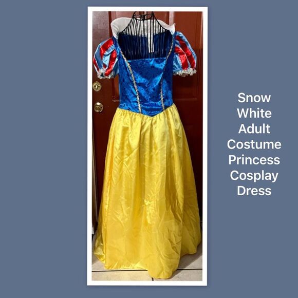 Snow White Adult Costume Princess Cosplay Dress, Halloween Party Ball Gown - Picture 1 of 3